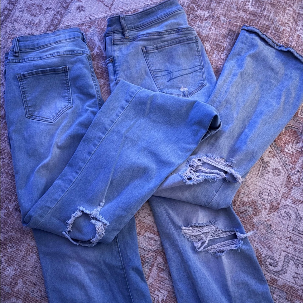 American Eagle Outfitters Light Blue Distressed Boyfriend Jeans